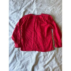 Susan Burrowes Red Black Rose Floral Print Long Sleeve Blouse Top Size 4 Vintage